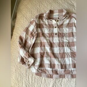 Everlane Cropped Gingham Blouse